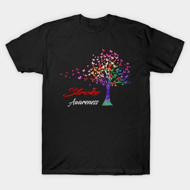 Tree Ribbons Stroke Awareness Support Stroke Warrior Gifts T-Shirt by ThePassion99